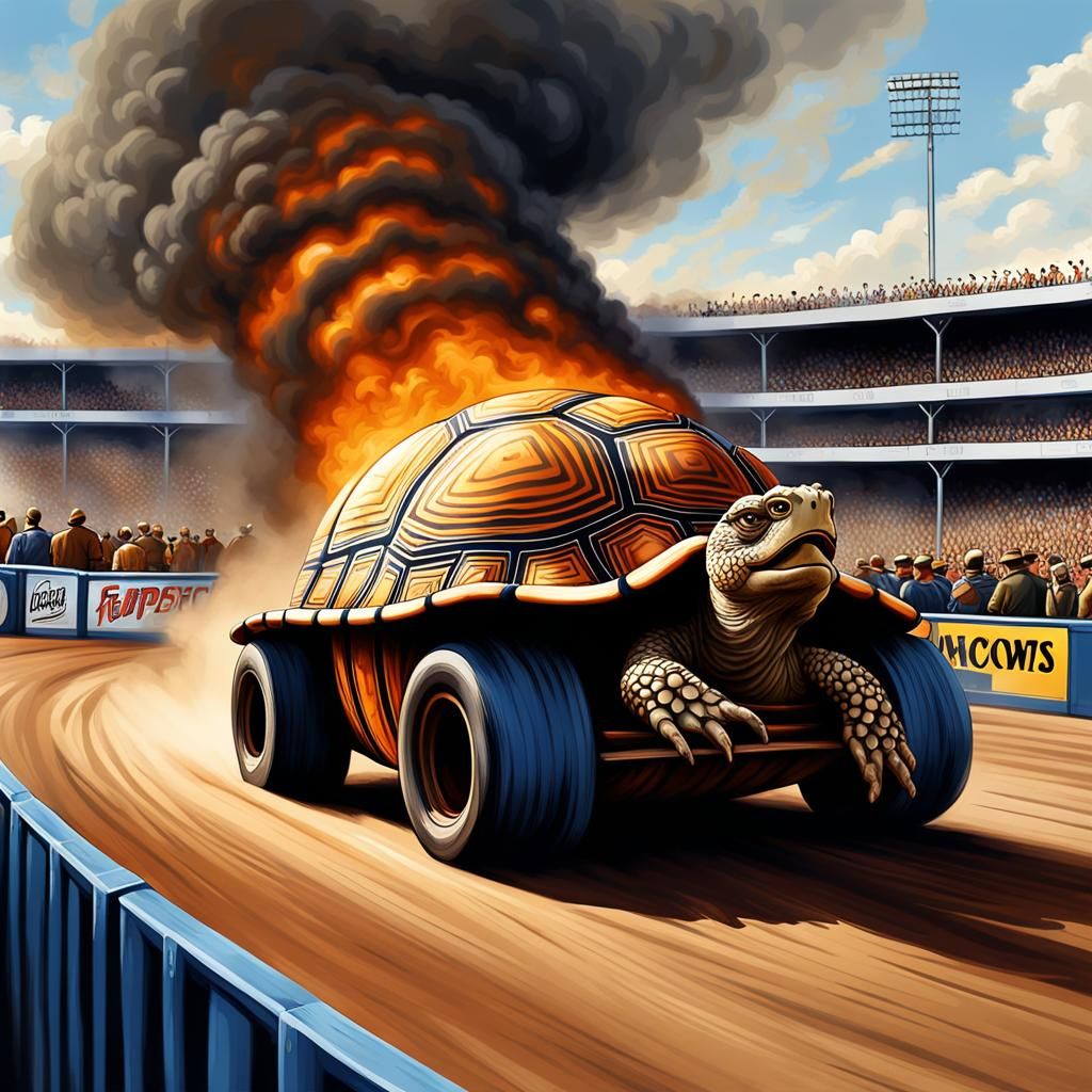 Giant Tortoise Hotrod Races at Santa Pod Raceway