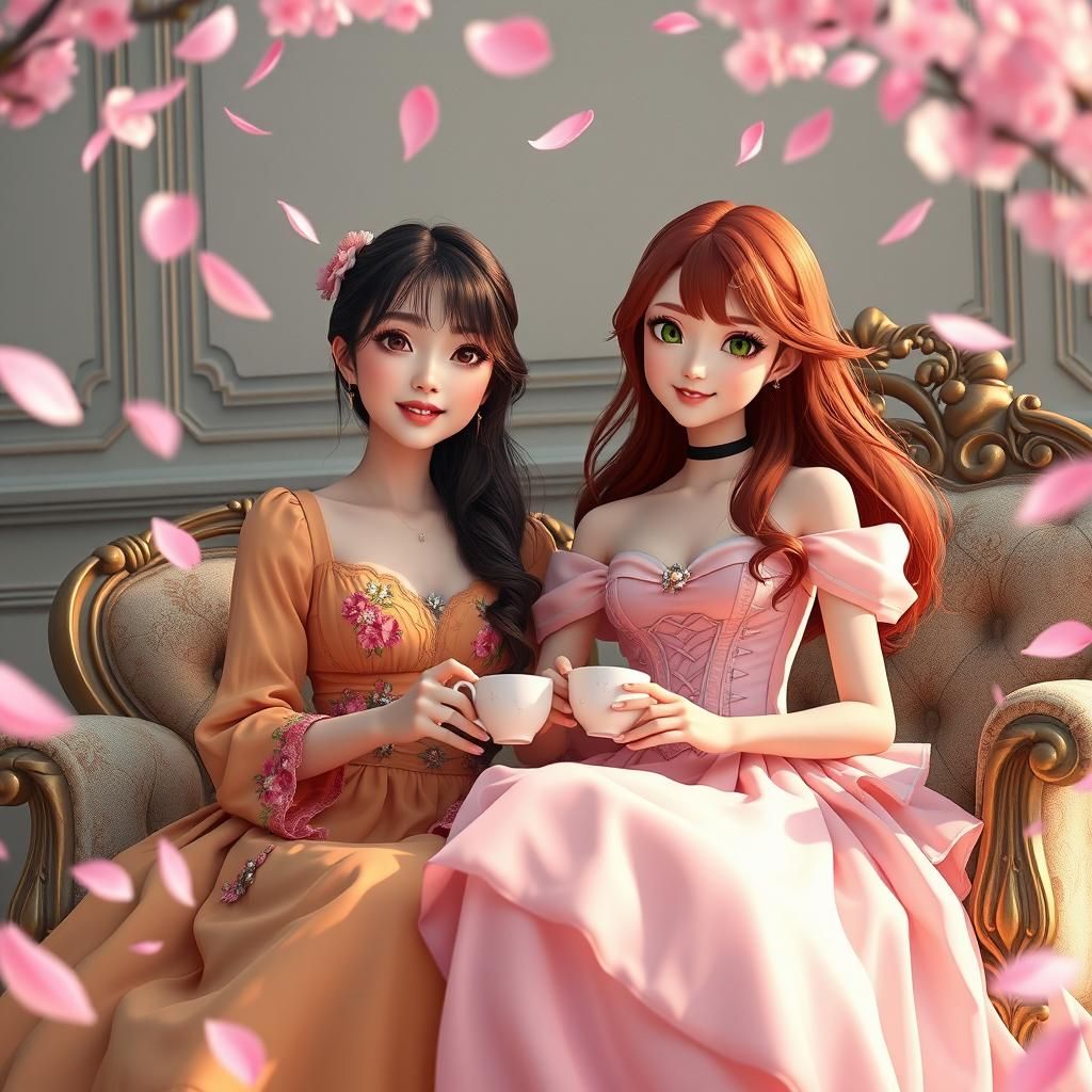 Anime Style Tea Party in Sakura Garden
