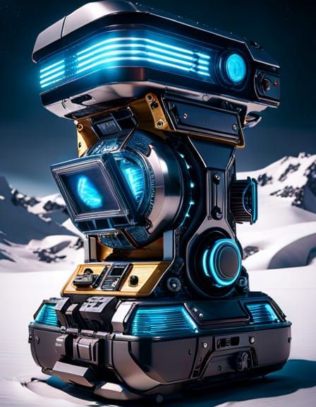 Detailed Vintage Computer Render in Sci-Fi Style