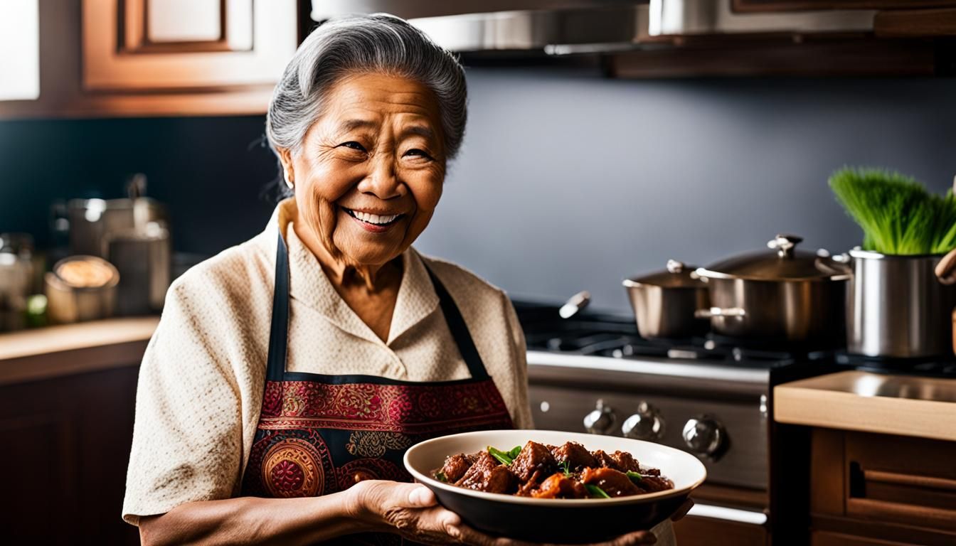 Filipino Grandma Serving Adobo, Studio Ghibli Style