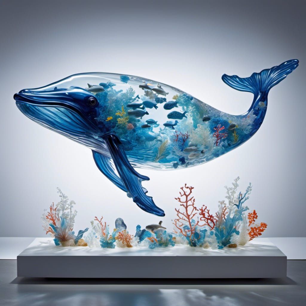 Humpback Whale Aquarium in Glass Art Style