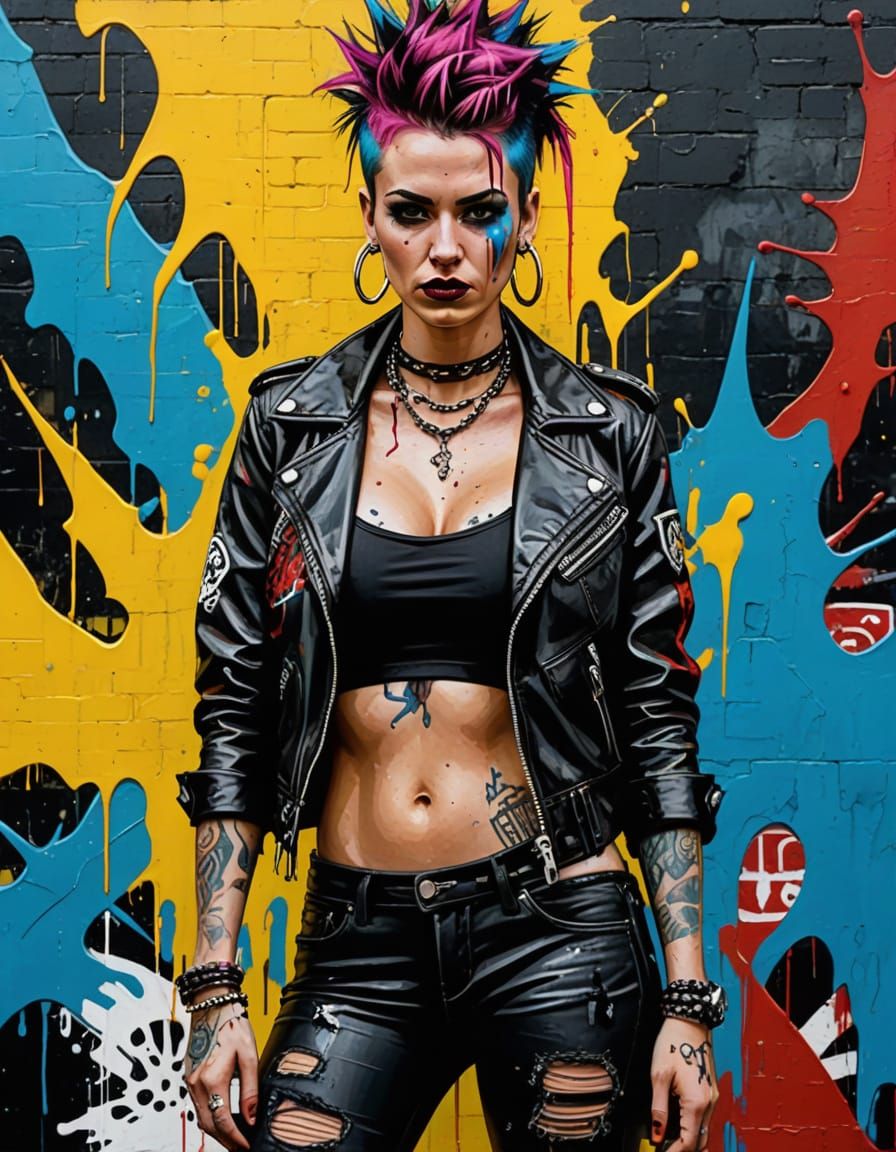 Punk Goddess in Vibrant Oil Painting Style