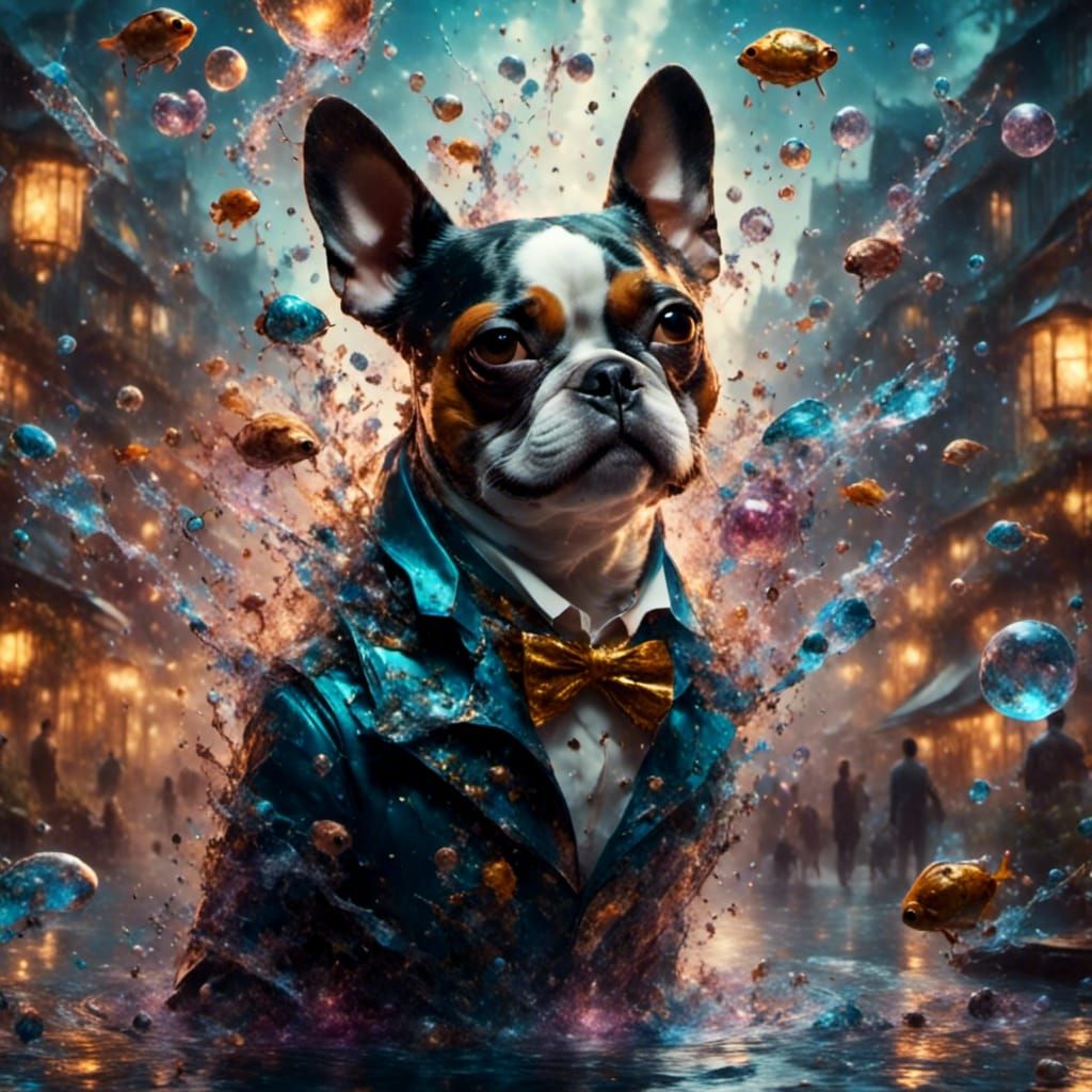 Boston Terrier, Frog, and Monkey Fishing Expedition