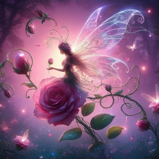 Elegant Flower Fairy in Whimsical Garden