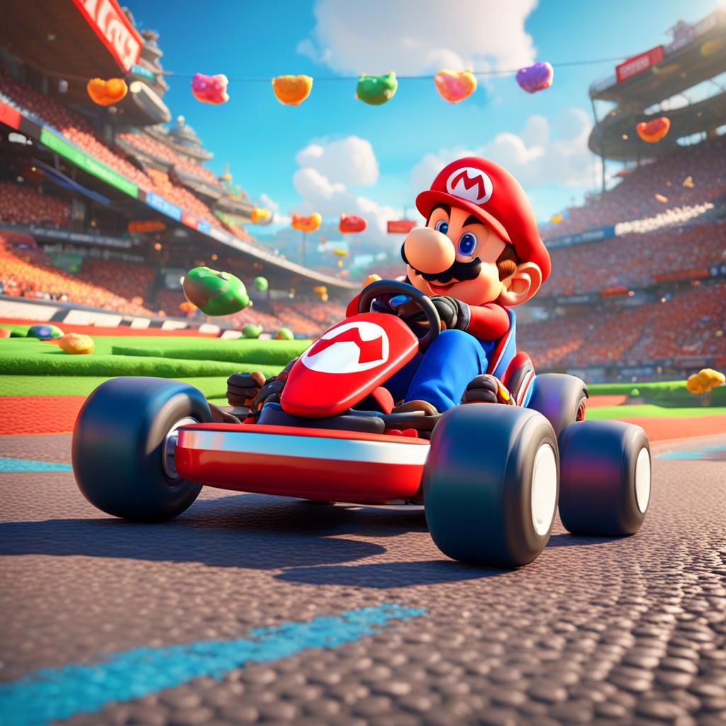 Mario Kart Reimagined as 3D Digital Art
