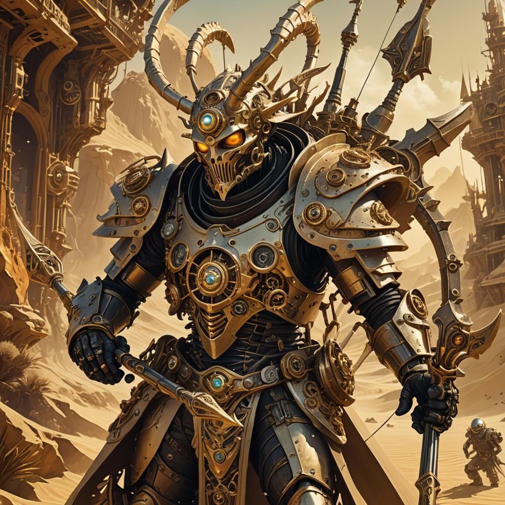 Steampunk Sand King Concept Art with Clockwork Elements