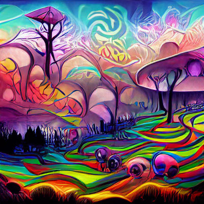 Psychedelic Abstract Landscape in Vivid Colors