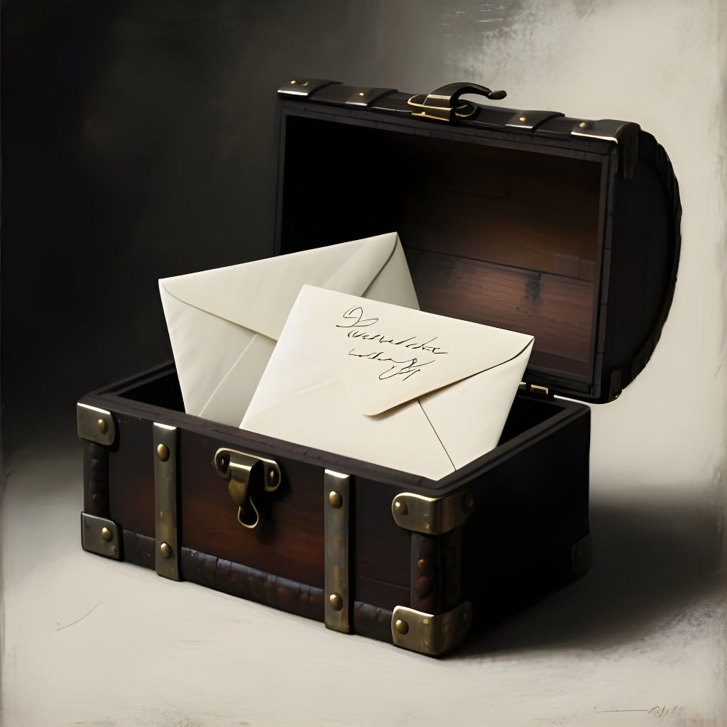 Vintage Chest with Envelopes in Dramatic Light