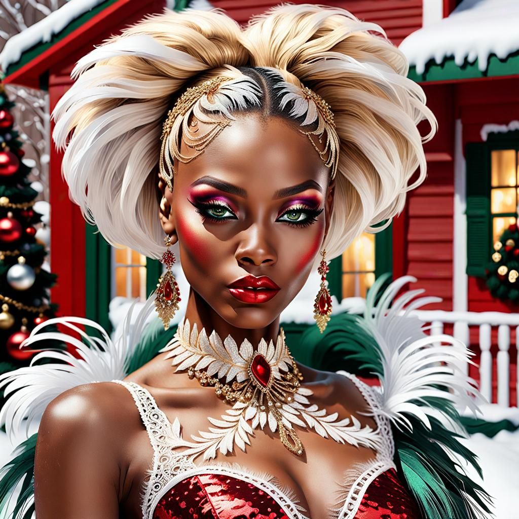 Glamorous Model with Christmas Gift Boxes