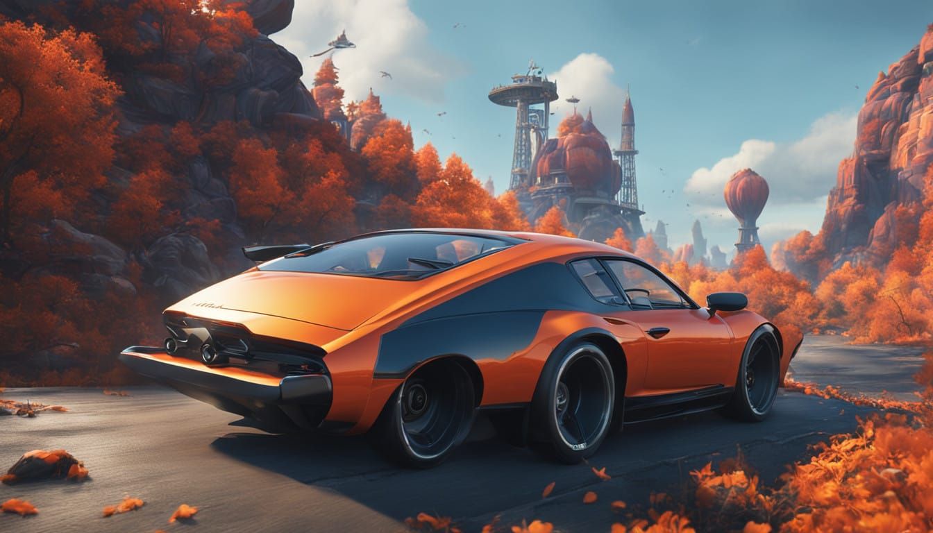 Sleek Sports Car and Super Fast Cat Speed Down Winding Road...