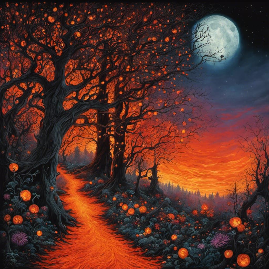 High Gothic Forest in Tim Burton Style