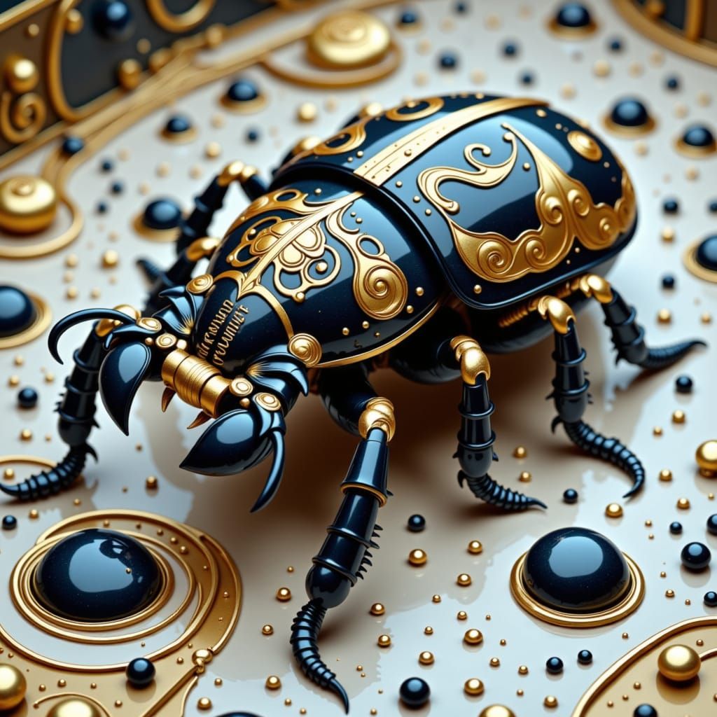 Biomechanical Scarab Beetle in Art Deco Style