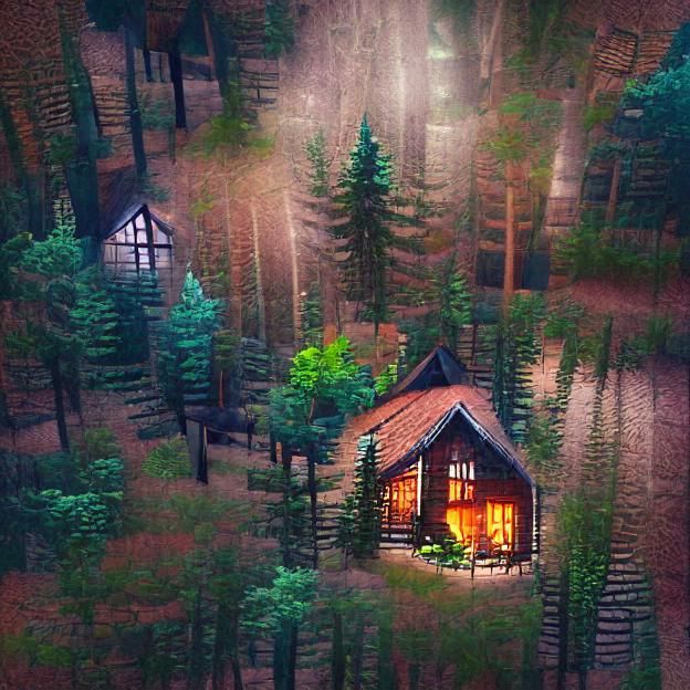 Secluded Cabin in Deep Summer Forest