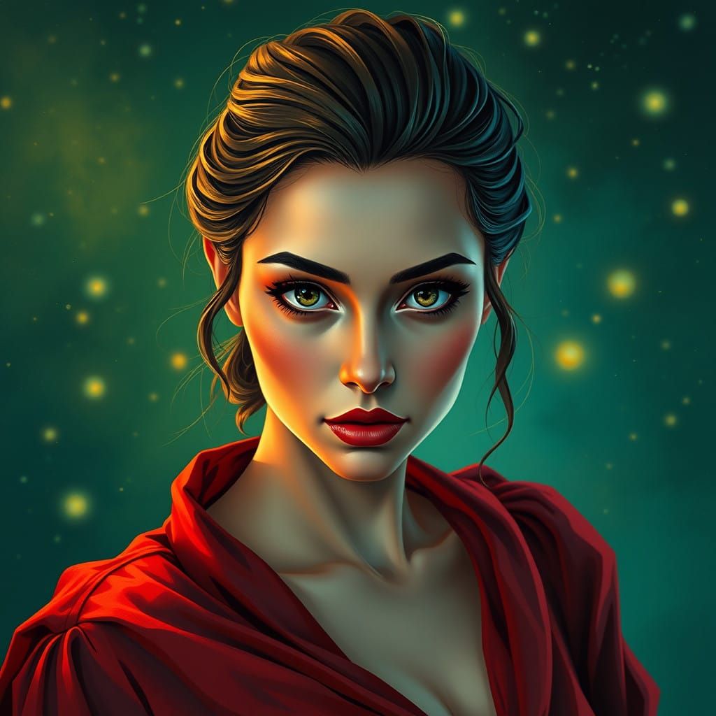 Ethereal Goddess in Whimsical Watercolor Style