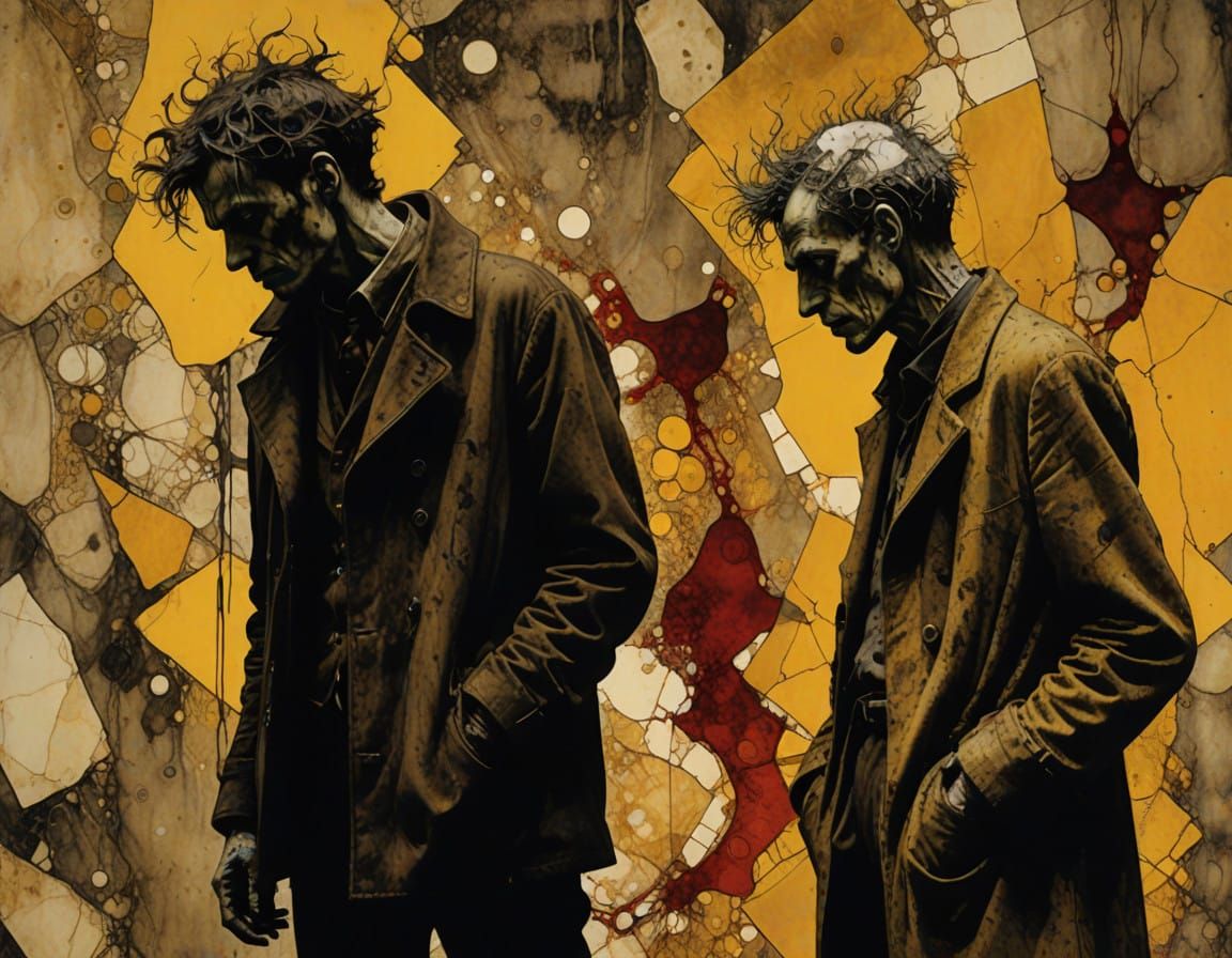 Dramatic Confrontation in Dark Chiaroscuro