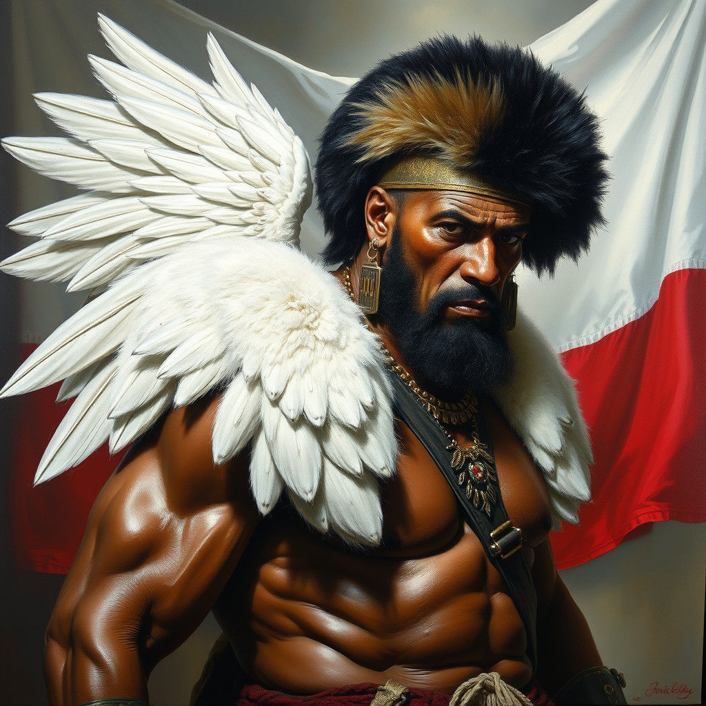 Zulu Warrior with Polish Wings oil Painting