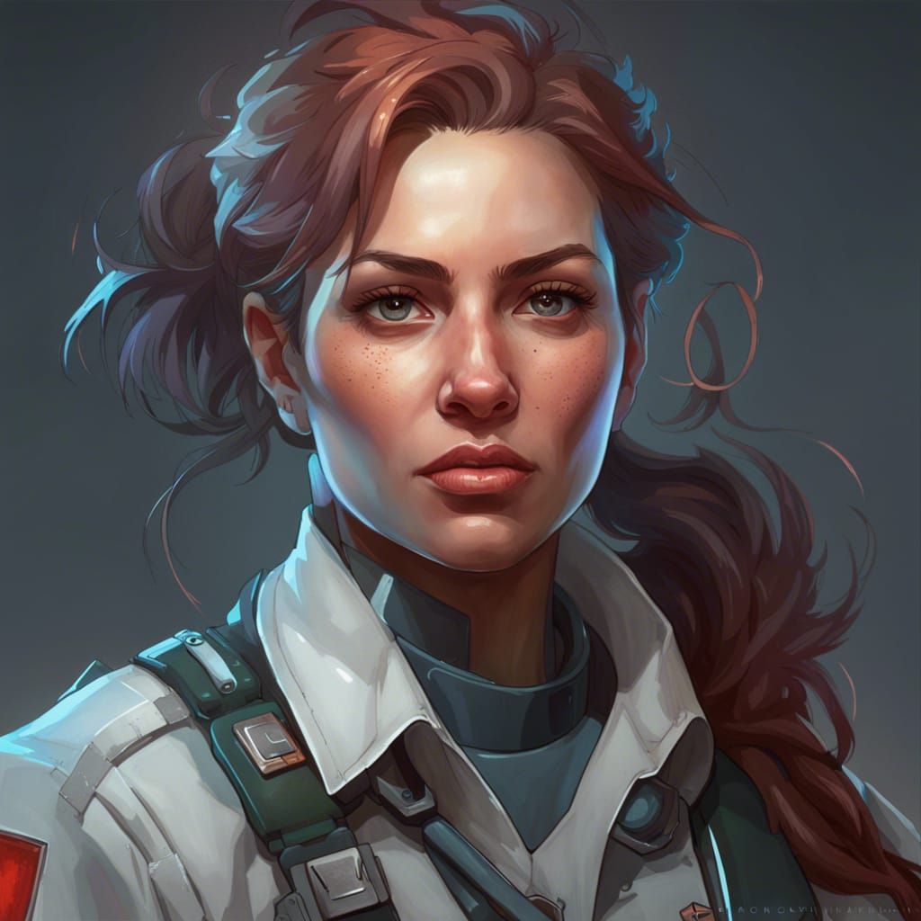 Detailed Portrait of a Female Combat Medic