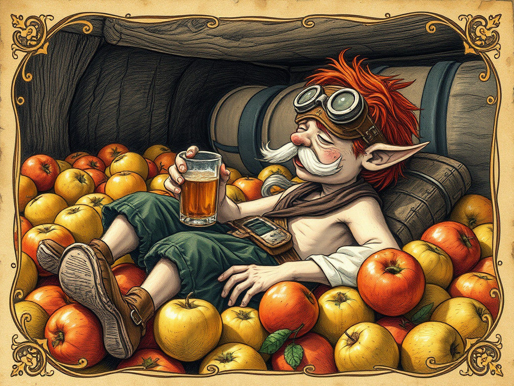 Pixie Warrior in Cellar: Ink and Pen Illustration