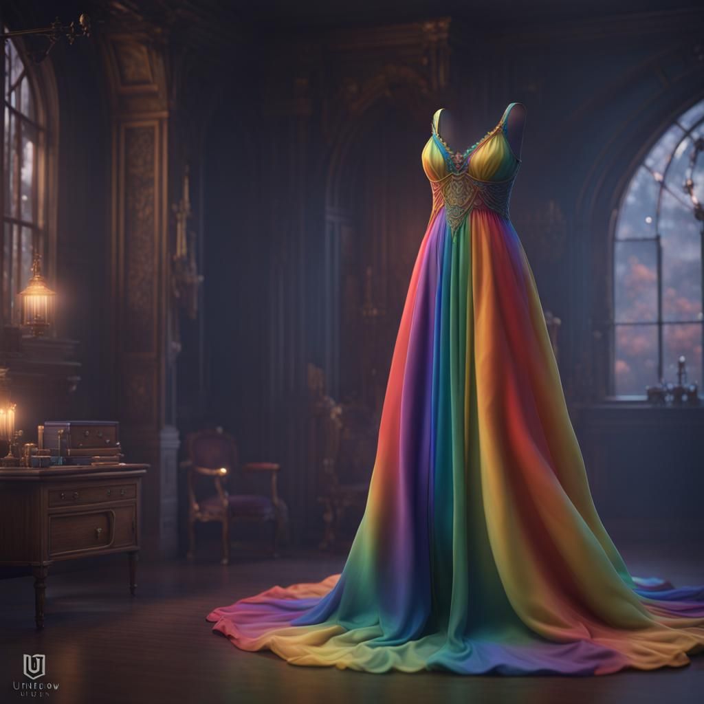 Fantastical Rainbow Nightgown in Detailed Matte Painting