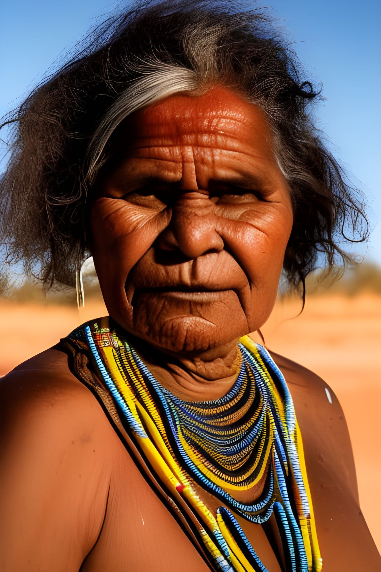 Full Colour Portrait of an Australian Aboriginal Woman in outback Australia