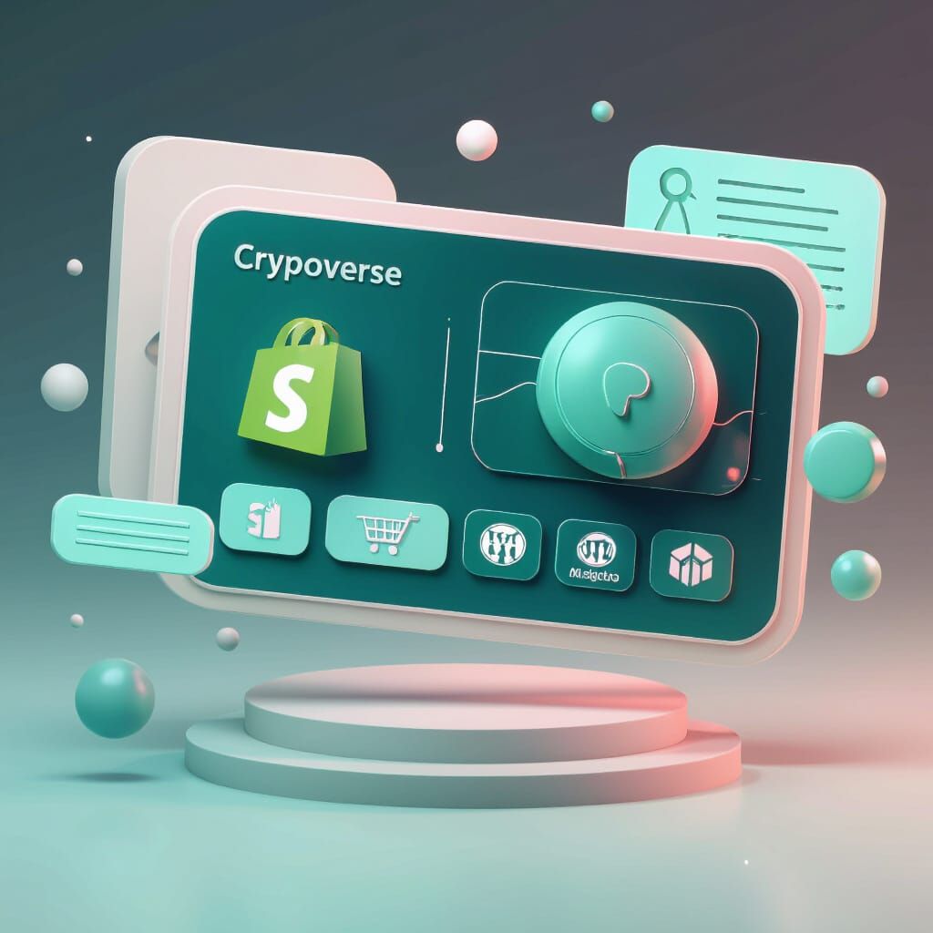 Crypoverse Card with E-commerce Icons in Minimal 3D Design