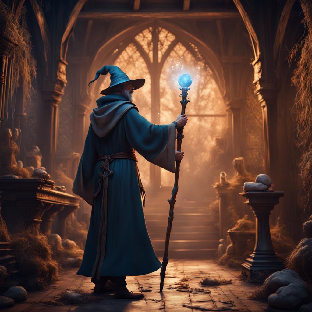 Slender Mage Casting Spell: Fantasy Concept Art