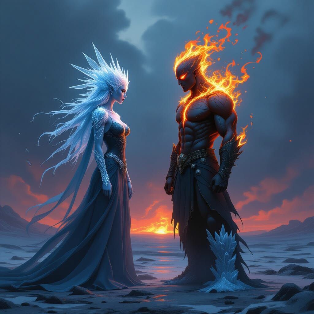 Fire God Versus Ice Goddess: Epic Confrontation