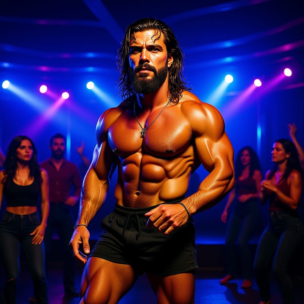 Energetic Male Go-Go Dancer in Photorealistic Style