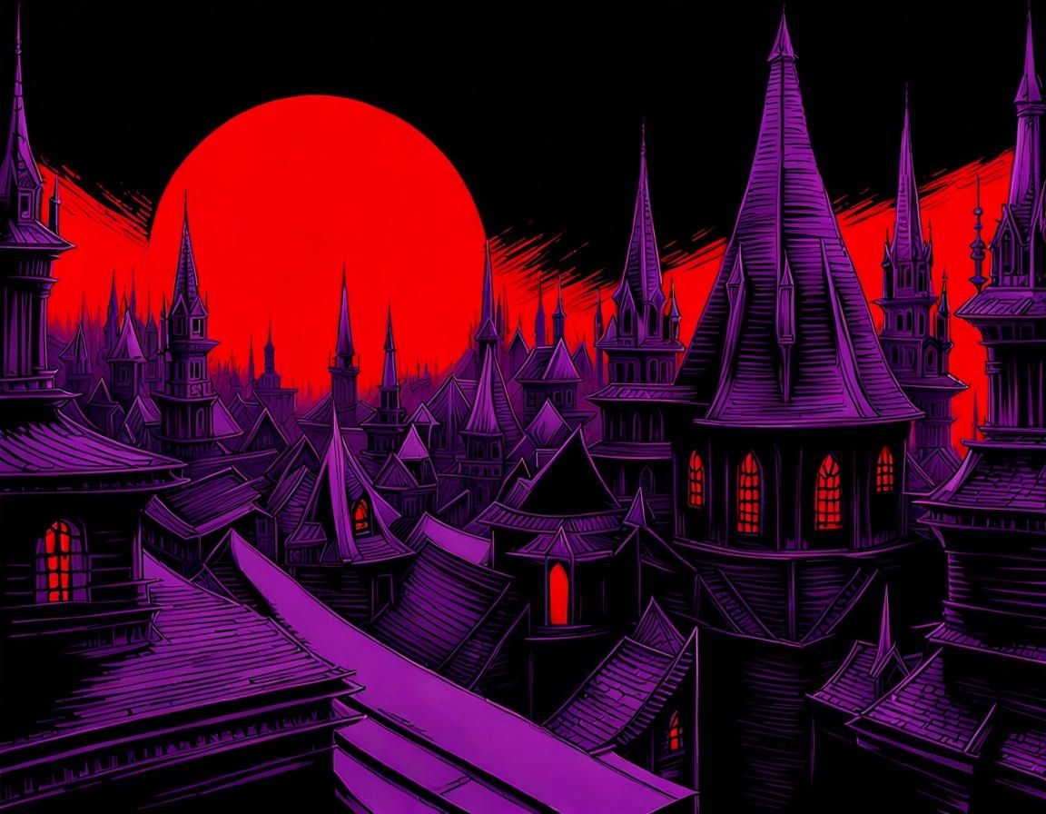 Surreal Spires: Horror Abstract Expressionist Architecture