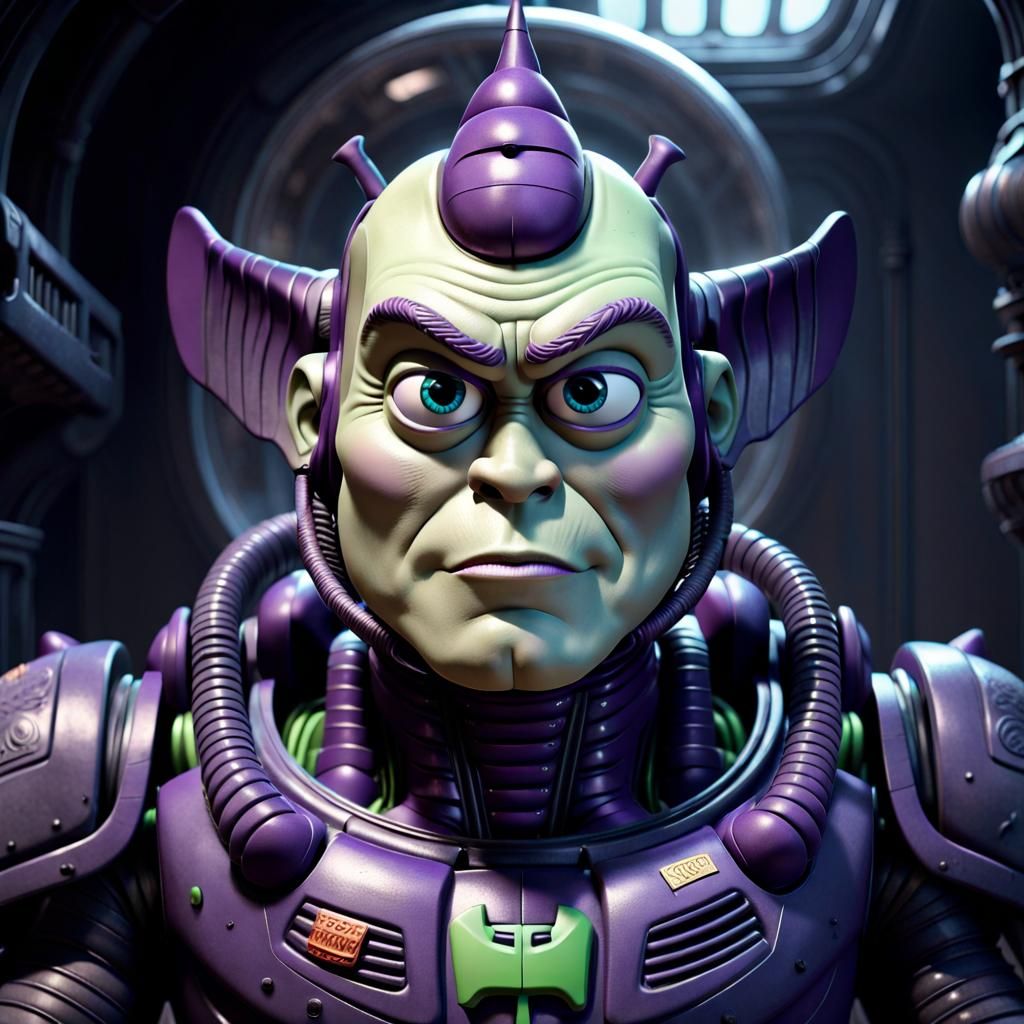 Dystopian Buzz Lightyear in Giger Style