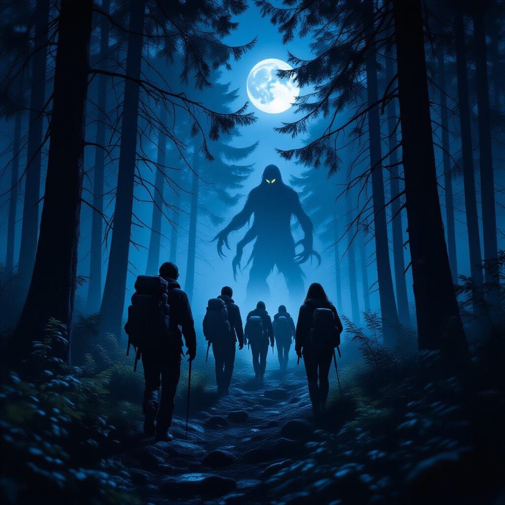 Lost Hikers Stalked in Eerie Moonlit Forest