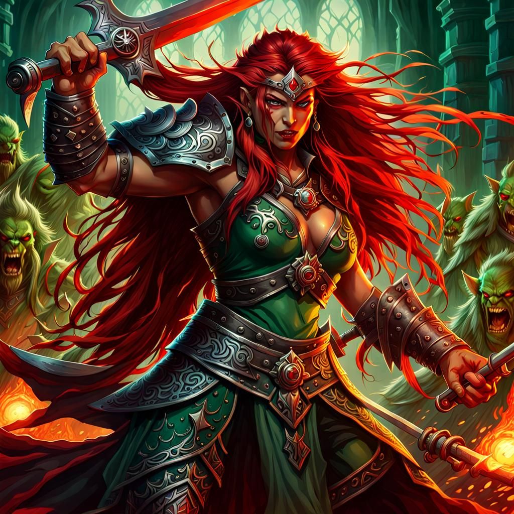 Emerald Amazon Warrior in Attack Mode