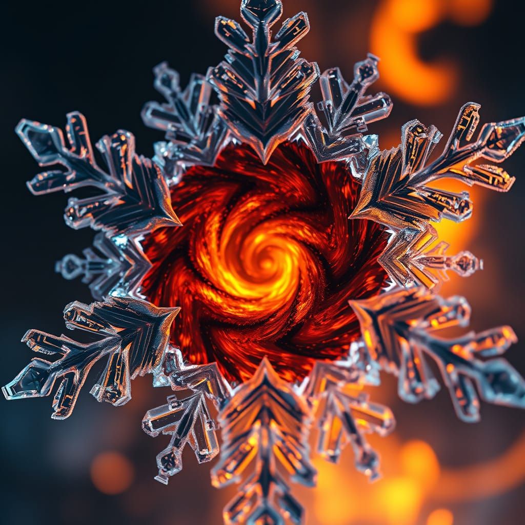 Ethereal Shadowfire Snowflake in Cyberpunk Style