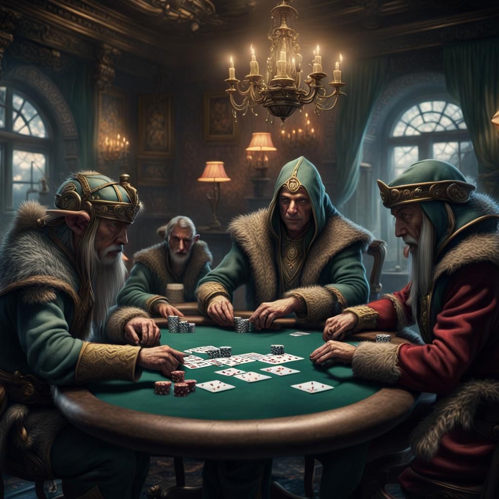 Elves Playing Poker: Dramatic Digital Matte Painting