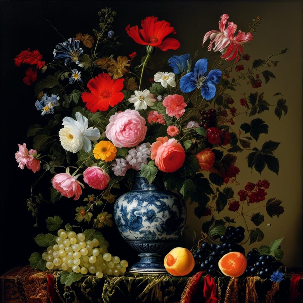 Floral Still Life in Classical Painting Style