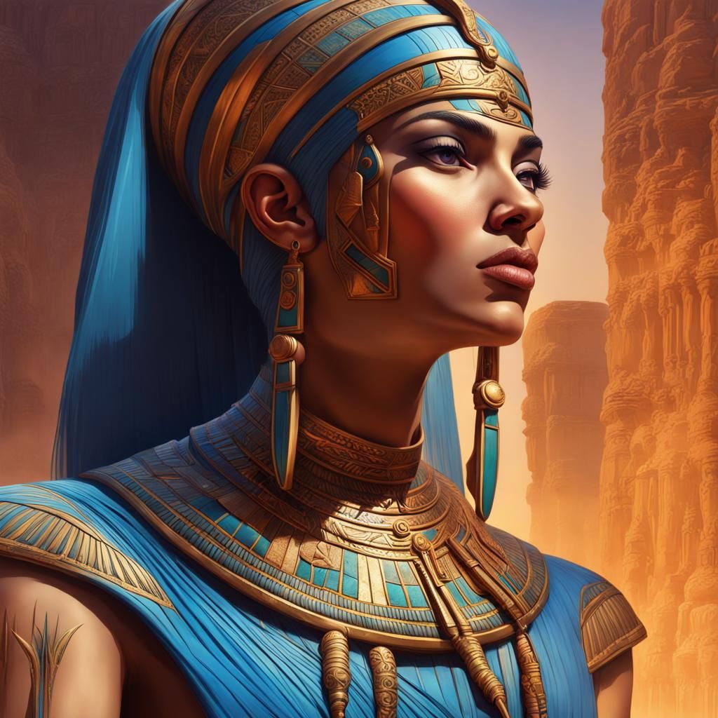 Detailed Egyptian Portrait in Splash Art Style