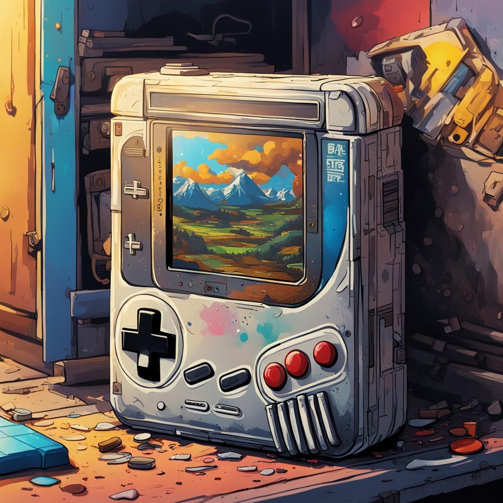 Gameboy in Cupboard: Hyperrealistic Concept Art