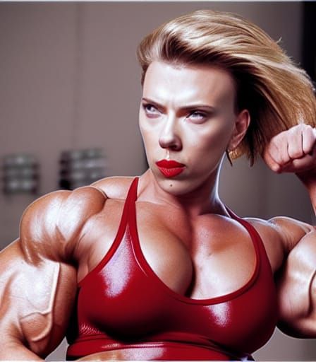 Muscular Scarlett Johansson Bodybuilder AI Image