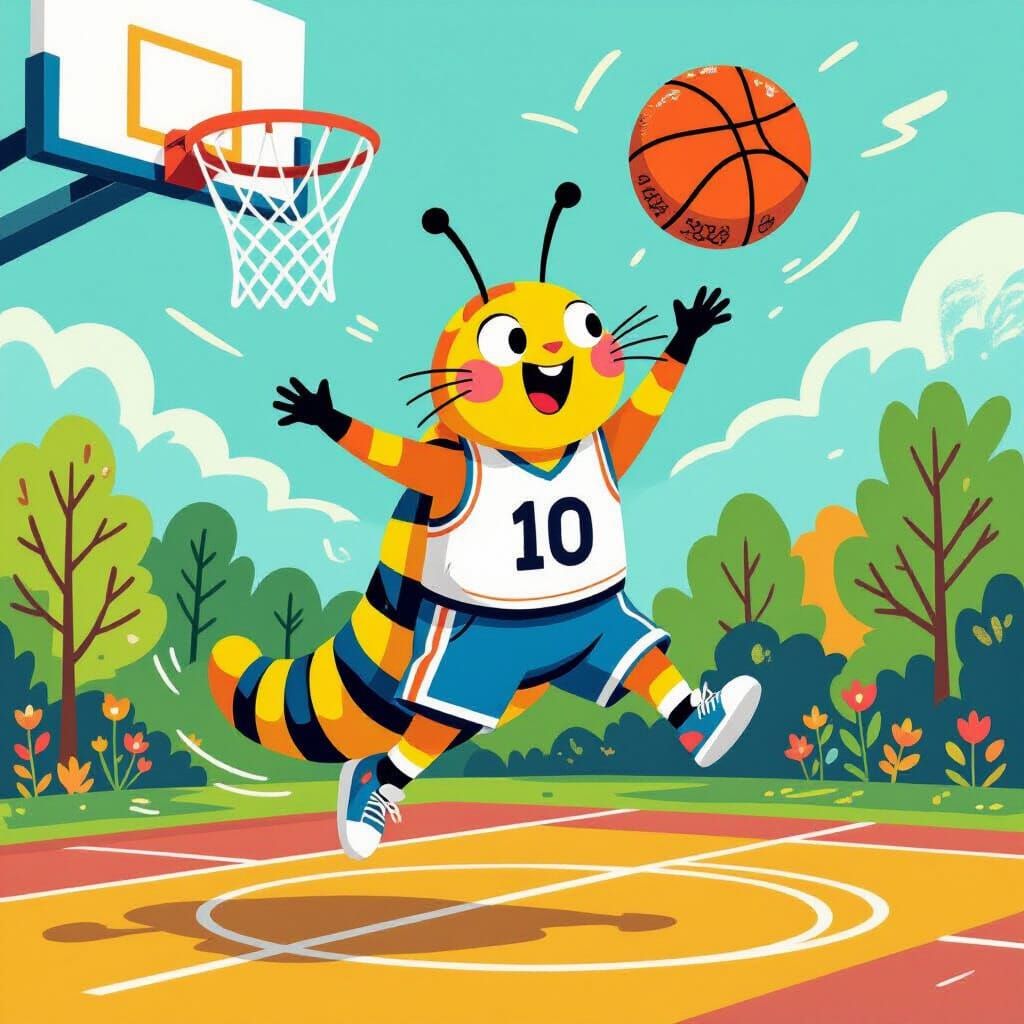 Caterpillar Scores Slam Dunk in Whimsical Style