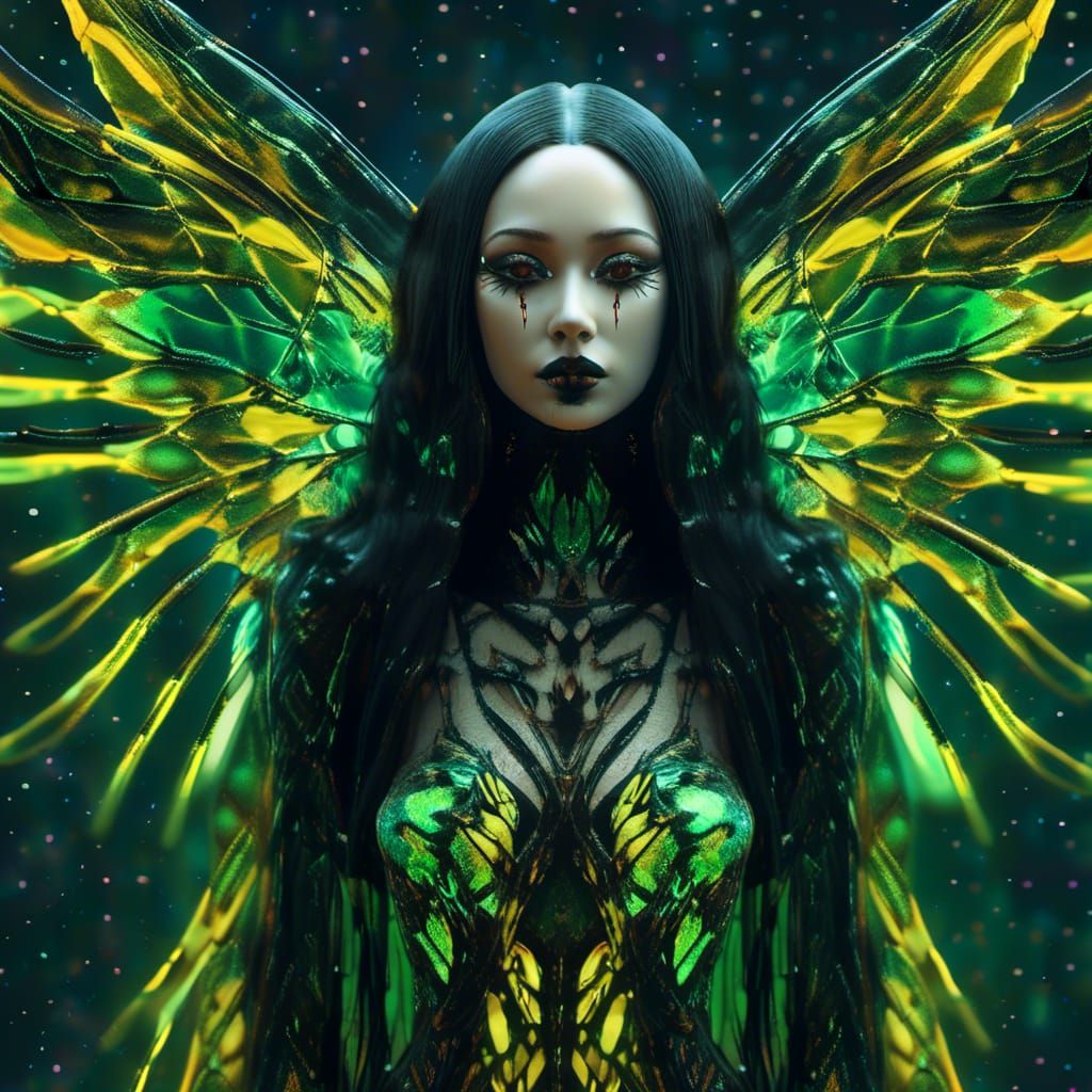 Cursed Crystal Fairy with Undead Aura in Surrealist Style