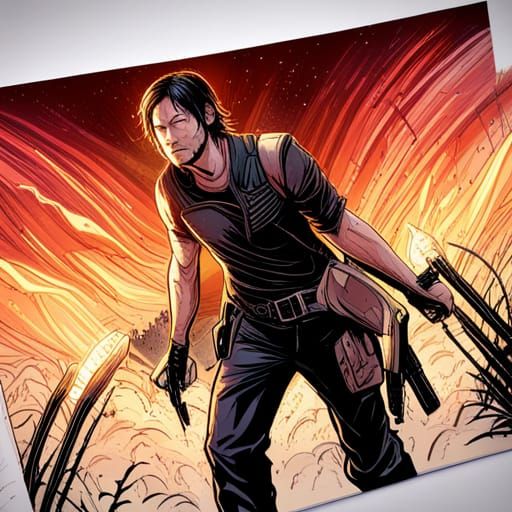 Daryl Dixon Ablaze: Comic Book Art