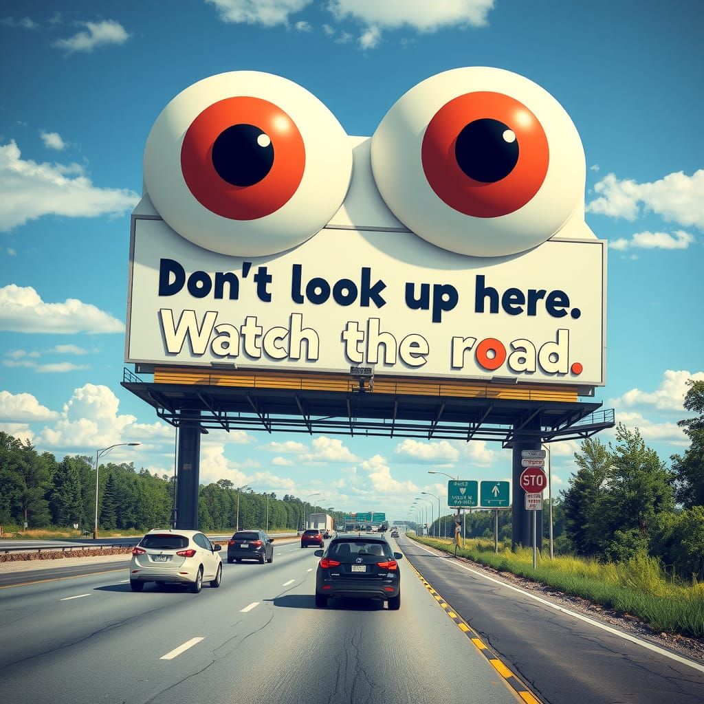 Gigantic Billboard with Googly Eyes Warns Drivers to Watch t...