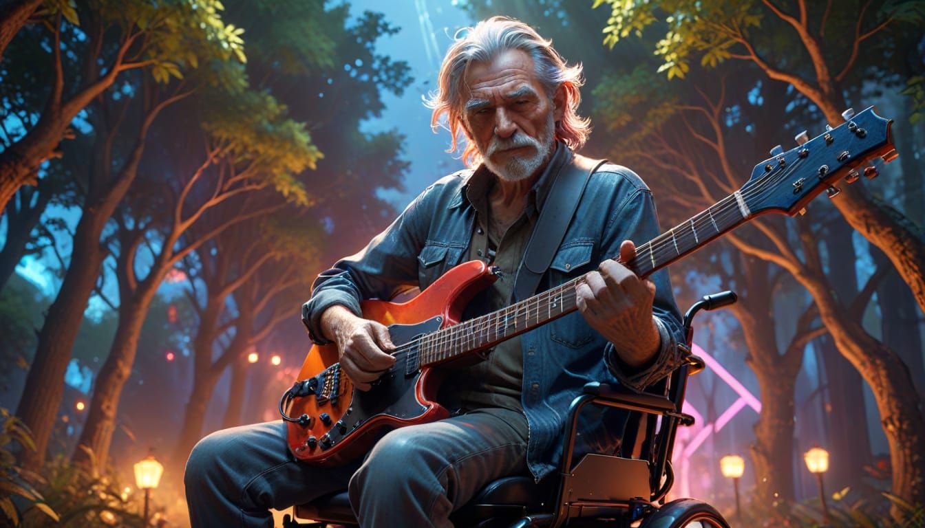 Old Guitarist Portrait in Artgerm Style