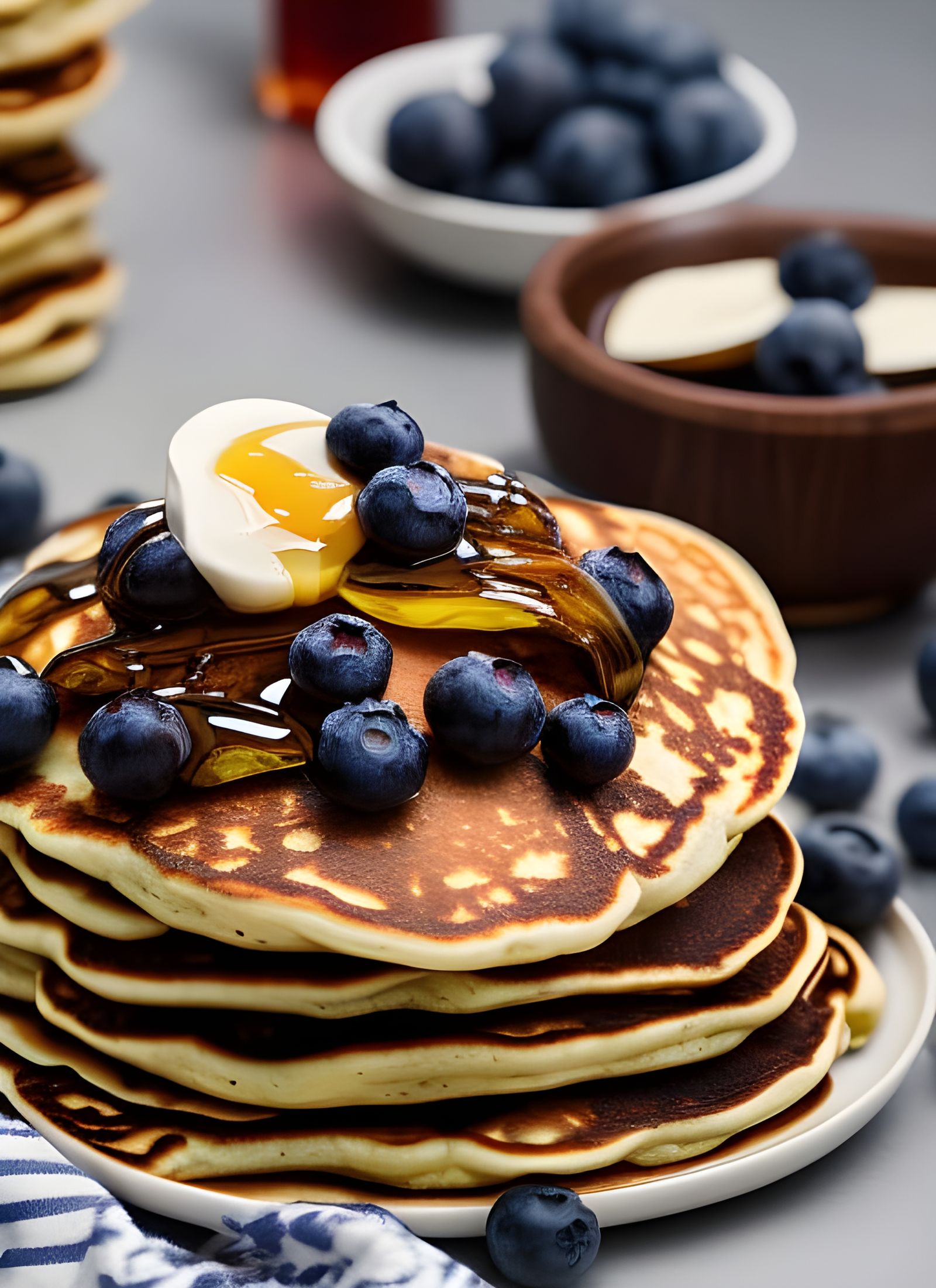 Delicious Blueberry Pancakes with Syrup, Cell-Shaded Style