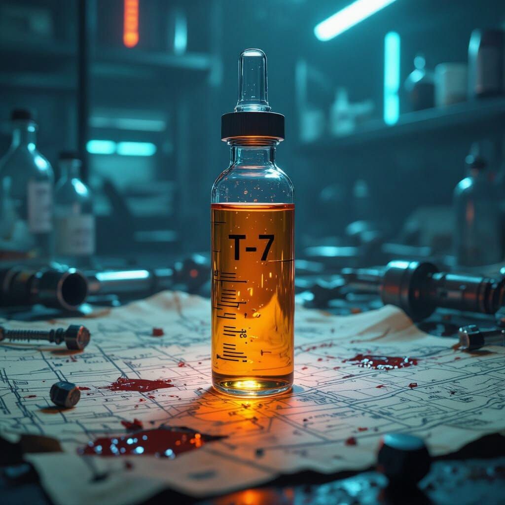 Cyberpunk Syringe on Military Map