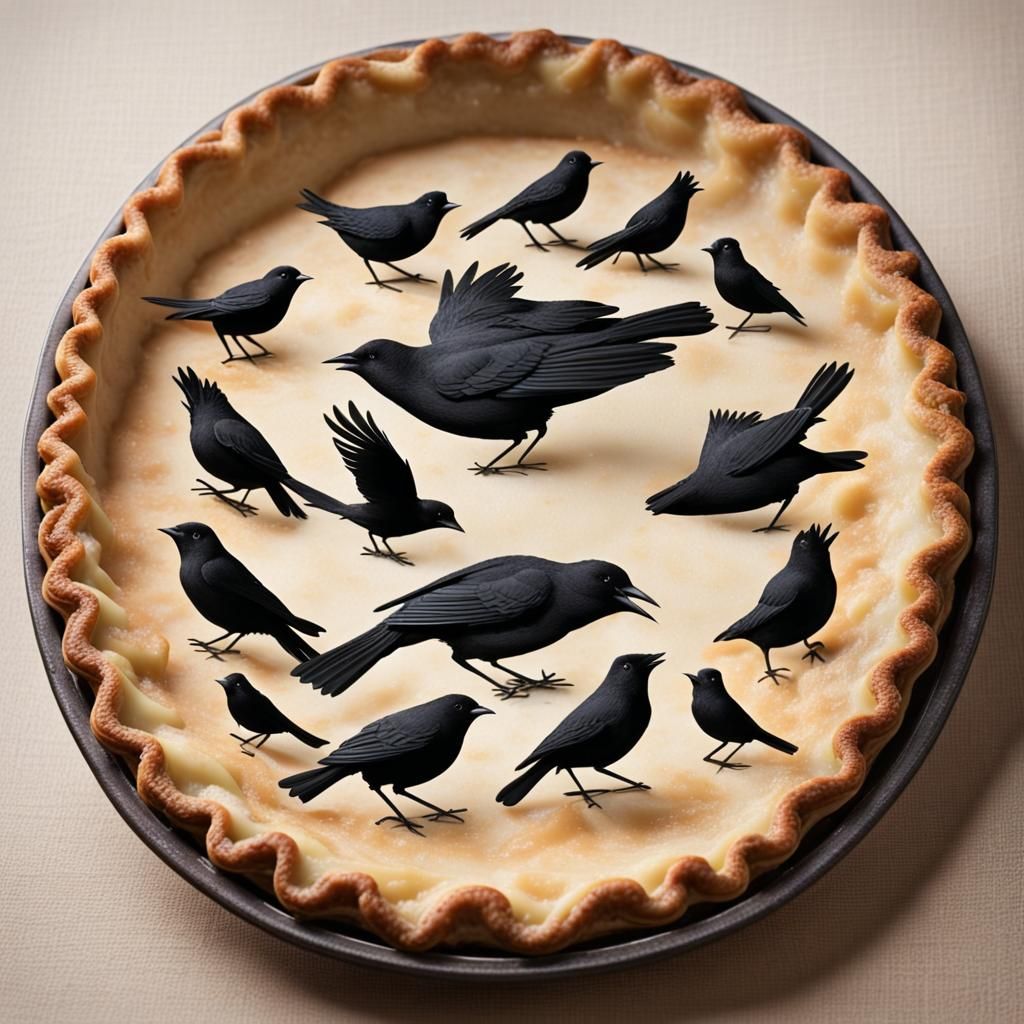 Blackbirds Baked in a Pie: Nursery Rhyme Illustration