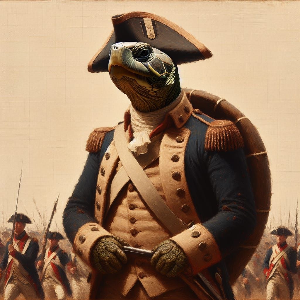 Revolutionary War Turtle General as Oil Painting