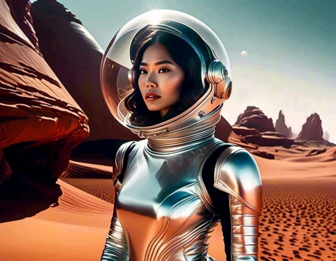 Thai Astronaut on Mars: Hyperrealistic Airbrush Art