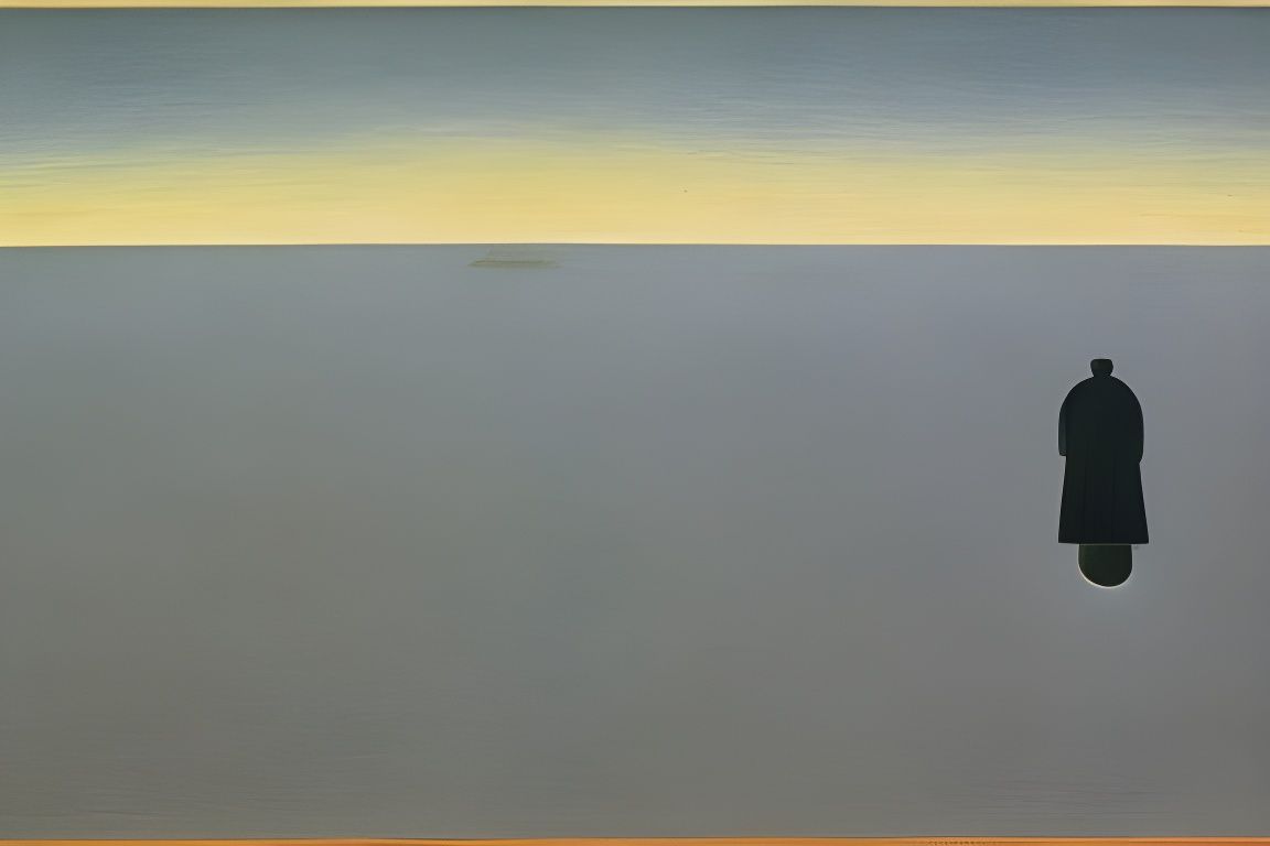 Wanderer Amidst a Flickering Foggy Landscape in Baroque Styl...