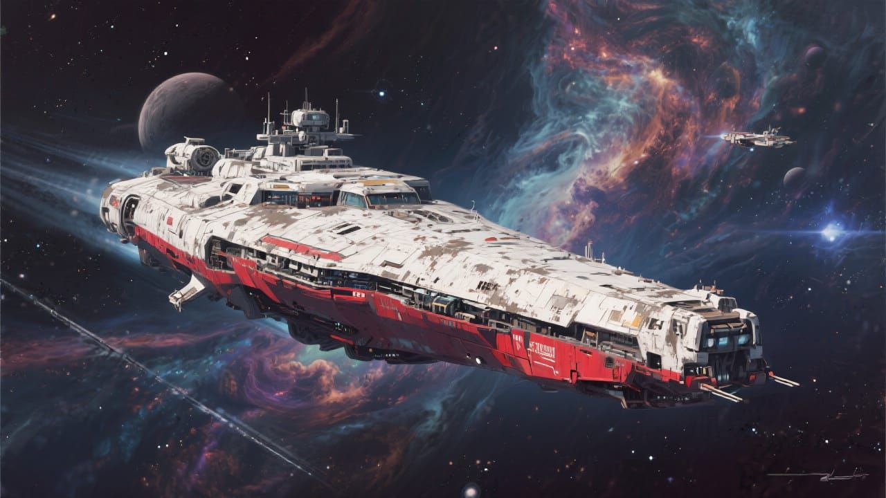 White Space Cruiser in Retro-Futuristic Style